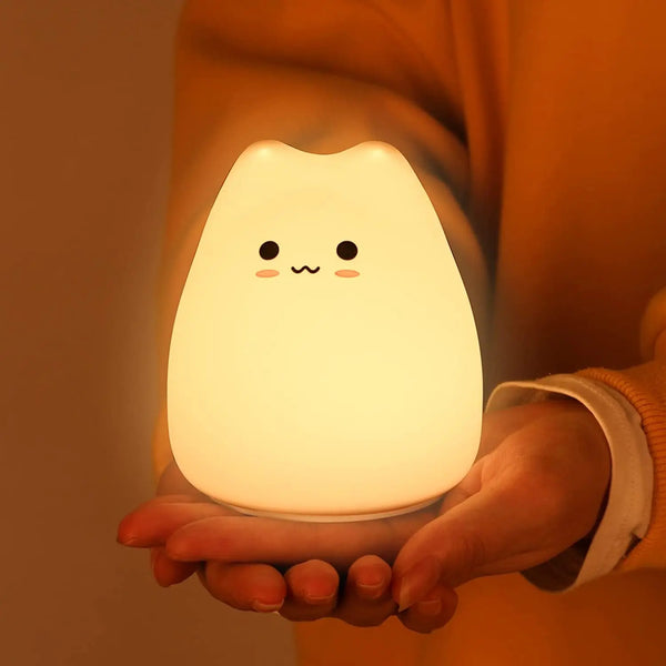 Cat Night Light for Kids,Cute Night Lamp for Nursery,Squishy Silicone Cat Touch Lights Portable, Gift for Birthday and Christmas for Kids Baby Children