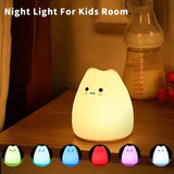 Cat Night Light for Kids,Cute Night Lamp for Nursery,Squishy Silicone Cat Touch Lights Portable, Gift for Birthday and Christmas for Kids Baby Children