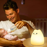 Cat Night Light for Kids,Cute Night Lamp for Nursery,Squishy Silicone Cat Touch Lights Portable, Gift for Birthday and Christmas for Kids Baby Children