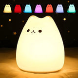 Cat Night Light for Kids,Cute Night Lamp for Nursery,Squishy Silicone Cat Touch Lights Portable, Gift for Birthday and Christmas for Kids Baby Children