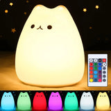 Cat Night Light for Kids,Cute Night Lamp for Nursery,Squishy Silicone Cat Touch Lights Portable, Gift for Birthday and Christmas for Kids Baby Children