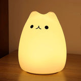 Cat Night Light for Kids,Cute Night Lamp for Nursery,Squishy Silicone Cat Touch Lights Portable, Gift for Birthday and Christmas for Kids Baby Children
