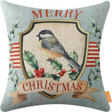 Outdoor Christmas Pillow Cover 18X18 Inch Home Decor Decorative Cushion Case for Sofa Couch Rustic Winter Bird Decorations Throw Pillowcase CC1861