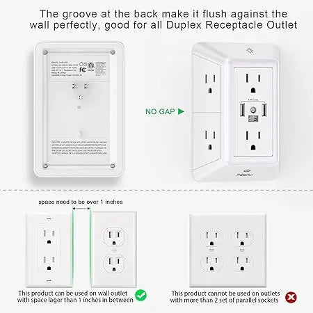 POWRUI Surge Protector with USB-C, 6 Outlets & Night Light Irhaa International LLC