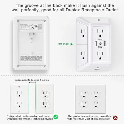 POWRUI Surge Protector with USB-C, 6 Outlets & Night Light Irhaa International LLC