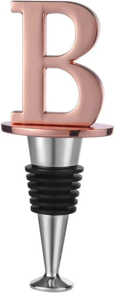 Prosecco Stopper - Personalised Champagne Stopper in Rose Gold - Wine Lovers Gift, Monogram Gift - Letter B