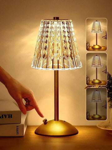 Table Lamps, Dimmable Crystal Table Lamp 3 Colors LED Gold Lamp,Touch Lamp Diamond Crystal Lamp, Rechargeable Small Lamp, Cordless Lamp Bedside Lamp for Bedroom Living Room Bathroom Hotel Bar 